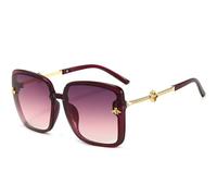 TYUVIVO Fashion Bee Oversize Square Sunglasses Women Men Vintage Metal Versatile Sun Glasses Female,Brown Pink,One size