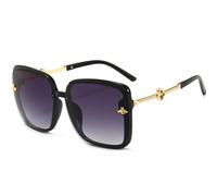 TYUVIVO Fashion Bee Oversize Square Sunglasses Women Men Vintage Metal Versatile Sun Glasses Female,black gray,One size