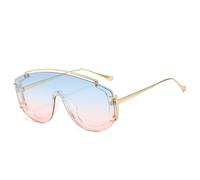 TYUVIVO Fashion Oversized Sunglasses For Women Vintage Square Frame One Piece Sun Glasses Luxury Trendy,BluePink,One size