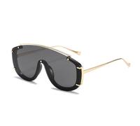 TYUVIVO Fashion Oversized Sunglasses For Women Vintage Square Frame One Piece Sun Glasses Luxury Trendy,Black Grey,One size