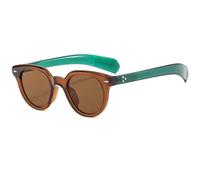 TYUVIVO Fashion Round Sunglasses Women Retro Luxury Oval Female Rivets Punk Men Glasses Uv400(tea)