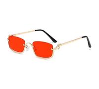 TYUVIVO Fashion Small Sunglasses Women Luxury Metal Half Frame Vintage Sexy Lady(Red)