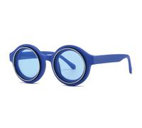 TYUVIVO Fashion Vintage Round Sunglasses Women for Men Punk Luxury Classic Steampunk Uv400(Blue Blue)