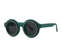 TYUVIVO Fashion Vintage Round Sunglasses Women for Men Punk Luxury Classic Steampunk Uv400(Green Black)