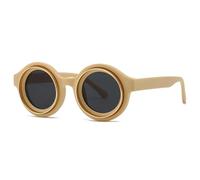 TYUVIVO Fashion Vintage Round Sunglasses Women for Men Punk Luxury Classic Steampunk Uv400(Khaki Black)