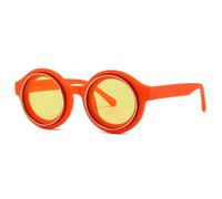 TYUVIVO Fashion Vintage Round Sunglasses Women for Men Punk Luxury Classic Steampunk Uv400(Orange Yellow)