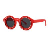 TYUVIVO Fashion Vintage Round Sunglasses Women for Men Punk Luxury Classic Steampunk Uv400(Red Black)