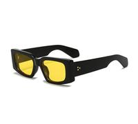 TYUVIVO Fashion Women Square Sunglasses Vintage Rivets Men Yellow Blue Shades UV400 Trending Punk Sun Glasses,Black yellow,One size