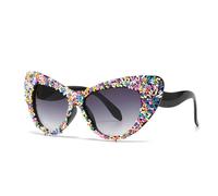 TYUVIVO Luxury Diamond Sexy Ladies Cat Eye Sunglasses Women for Men Vintage Trendy Big Frame Crystal(C4)