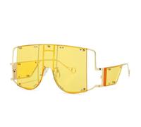 TYUVIVO Luxury Fashion Big Frame Punk Sunglasses Women Men Vintage Popular Travel Oversized Steampunk Uv400(Yellow)