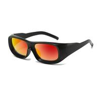 TYUVIVO Luxury Fashion Vintage Big Frame Sunglasses Women for Men Punk Classic Outdoor(Black Mirror Red)