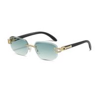 TYUVIVO Luxury Frameless Gradient Frame Women Sunglasses Personality Diamond Frame Casual Men Glasses Uv400(golden green)