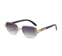 TYUVIVO Luxury Frameless Gradient Frame Women Sunglasses Personality Diamond Frame Casual Men Glasses Uv400(golden light grey)