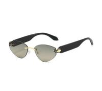 TYUVIVO Luxury Frameless Gradient Oval Women Sunglasses Personality Bead Inlay Uv400(black green)