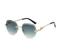 TYUVIVO Luxury Frameless Round Gradient Women Sunglasses Wave Pattern Men Uv400(green)
