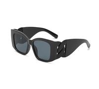 TYUVIVO Luxury Oversized Sunglasses Women for Men Vintage Punk Elegant Big Frame Twist Chain Shade(Black Black)