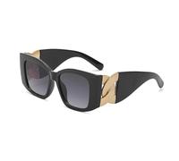 TYUVIVO Luxury Oversized Sunglasses Women for Men Vintage Punk Elegant Big Frame Twist Chain Shade(Black Gray)