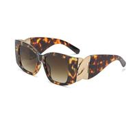 TYUVIVO Luxury Oversized Sunglasses Women for Men Vintage Punk Elegant Big Frame Twist Chain Shade(Leopard Tea)