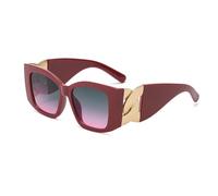 TYUVIVO Luxury Oversized Sunglasses Women for Men Vintage Punk Elegant Big Frame Twist Chain Shade(Red Gray Pink)