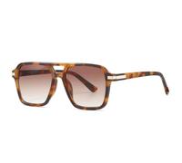 TYUVIVO Luxury Oversized Sunglasses Women for Men Vintage Punk Trend Big Frame Double Bridge(Leopard Tea)