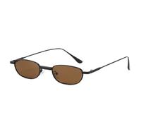 TYUVIVO Luxury Small Frame Rectangular Women Sunglasses Ocean Metal Frame Men Uv400(black tea)