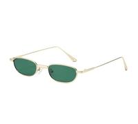 TYUVIVO Luxury Small Frame Rectangular Women Sunglasses Ocean Metal Frame Men Uv400(golden green)