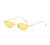 TYUVIVO Luxury Small Frame Rectangular Women Sunglasses Ocean Metal Frame Men Uv400(golden yellow)