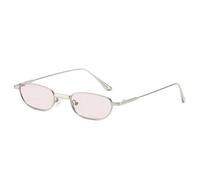 TYUVIVO Luxury Small Frame Rectangular Women Sunglasses Ocean Metal Frame Men Uv400(silvery pink)