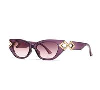 TYUVIVO Luxury Vintage Cat Eye Sunglasses Women for Men Punk Classic Rivet Metal Chain Sexy Lady Uv400(Purple)