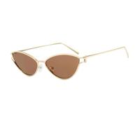 TYUVIVO Metal Cat Eye Sunglasses Women for Men Luxury Vintage Punk Popular Hollow Uv400(Tea)