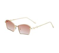 TYUVIVO Metal Frame Rectangle Sunglasses Women Luxury Retro Irregular Sun Glasses For Frame Fashion Shades Eyewear,C3 GoldBrown,One size