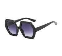 TYUVIVO Oversized Hexagon Sunglasses Women for Men Trendy Luxury Vintage Punk Sexy Ladies Big Frame(Black Gray)