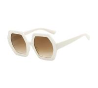 TYUVIVO Oversized Hexagon Sunglasses Women for Men Trendy Luxury Vintage Punk Sexy Ladies Big Frame(Beige Tea)