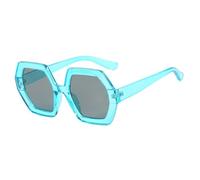 TYUVIVO Oversized Hexagon Sunglasses Women for Men Trendy Luxury Vintage Punk Sexy Ladies Big Frame(Blue Black)