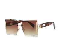 TYUVIVO Oversized Rimless Sunglasses Women for Men Trending Fashion Vintage Luxury Uv400(Leopard Tea)