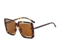 TYUVIVO Oversized Sunglasses Women Hollowed-out Boundless Vintage Glasses Shades Uv400 Men(leopard)