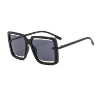TYUVIVO Oversized Sunglasses Women Hollowed-out Boundless Vintage Uv400 Men(black)