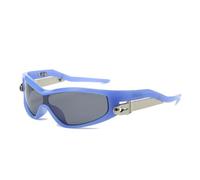TYUVIVO Punk Style Rectangular One-piece Women Sunglasses Luxury Men Retro Uv400(blue grey)