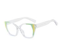 TYUVIVO Retro Cat Eye Anti Blue Light Glasses Color Matching Frame Versatile(transparency green)