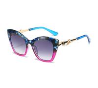 TYUVIVO Retro Gradient Cat Eye Women Sunglasses Personality Irregular Color Matching Frame Men Uv400(blue leopard)