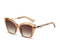 TYUVIVO Retro Gradient Cat Eye Women Sunglasses Personality Irregular Color Matching Frame Men Uv400(tea)