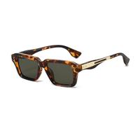 TYUVIVO Retro Gradient Women Sunglasses Leopard Rivet Frame Men Versatile Uv400(leopard green)