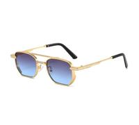 TYUVIVO Retro Gradient Women Sunglasses Luxury Personality Metal Frame Men Uv400(golden grey blue)