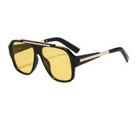 TYUVIVO Retro Gradient Women Sunglasses Luxury Rivet Thick Frame Men Uv400(black yellow)