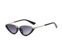 TYUVIVO Retro Half Frame Cat Eye Women Sunglasses Personality Luxury Gradient All Match Street Shooting Men Trend Shades Uv400(black grey)