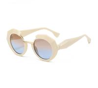 TYUVIVO Retro Leopard Gradient Round Frame Women Sunglasses Trend Personality Punk Men Uv400(beige tea blue)