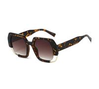 TYUVIVO Retro Leopard Print Gradient Oval Men and Women Personality Hollow Frame Uv400(leopard brown)
