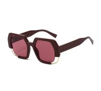 TYUVIVO Retro Leopard Print Gradient Oval Men and Women Personality Hollow Frame Uv400(wine red)