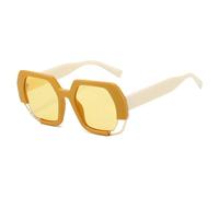TYUVIVO Retro Leopard Print Gradient Oval Men and Women Personality Hollow Frame Uv400(yellow)