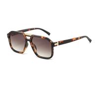 TYUVIVO Retro Leopard Print Gradient Women Sunglasses Contrast Color Irregular Men Uv400(leopard tea)